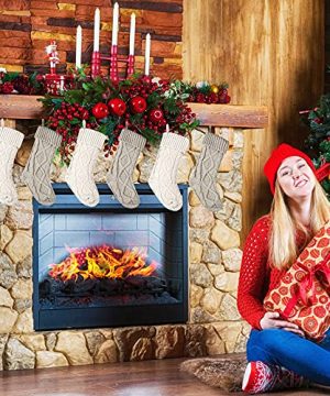 Christmas Stockings Large Knitted Xmas Stockings 18 Inches Fireplace Hanging Stockings For Family Holiday Christmas Decoration IvoryKhaki 6 0 300x360