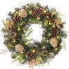 Christmas Wreath 20 Christmas Front Door Wreath Ornament With LED Lights Pinecone Berries Artificial Pine Garland For Party Table Fireplaces Porch Walls New Years Halloween Home Decor 0 100x100