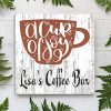 Coffee Sign Personalized Kitchen Decor Coffee Lover Gift Idea Farmhouse Style Solid Wood Sign Brown 0 100x100