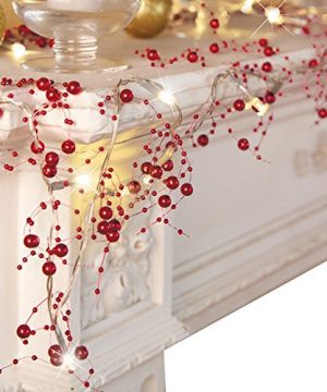 Collections Etc Indoor Christmas Decorations Festive Lighted Berry Beaded Garland Red 120 L 0 300x360