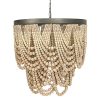 Creative Co Op EC0373 Two Tier Boho Light Fixture With Wooden Draped Natural Bead Rustic Farmhouse Distressed Chandelier 275 X 275 X 2638 0 100x100