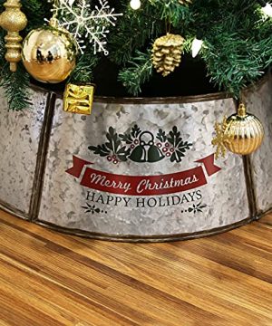 Darnassus Metal Christmas Tree Collar Christmas Tree Ring291 Inch Diameter Base For Large Trees And Holiday Tree Skirt Decoration5 Panel Version Silver 0 300x360