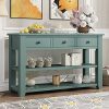 Farmhouse Wood Console Table 48 Inch Modern Sofa Table With Drawer Storage Shelves For Living Room Entryway Kitchen Retro Green 0 100x100
