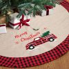 GMOEGEFT Christmas Tree Skirt Burlap With Buffalo Check Trim Rustic Truck And Tree Applique Xmas Home Decoration Ornaments 48 Inches 0 100x100