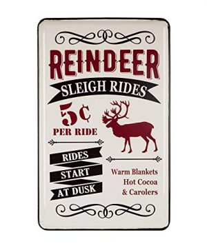 Glitzhome Farmhouse Enameled Metal Christmas Reindeer Wall Sign Decorative Plaque 2362 H 0 300x360