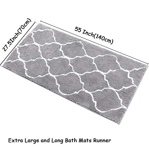 HEBE Large Bath Rug Runner for Bathroom 55X27.5 Non Slip Extra Long  Microfiber