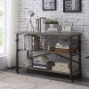 Hombazaar 3 Tier Console Sofa Table Industrial Rustic Entryway Table With Storage Shelf For Living Room Hallway Grey Oak Finish 47 Inch Long 0 100x100