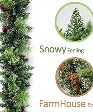 HomeKaren Christmas Garland Prelit 9 Ft Battery Operated With 50 Led Lights Pine Cone And Snow Style Xmas Garland Christmas Decor Indoor Outdoor 0 1 300x360