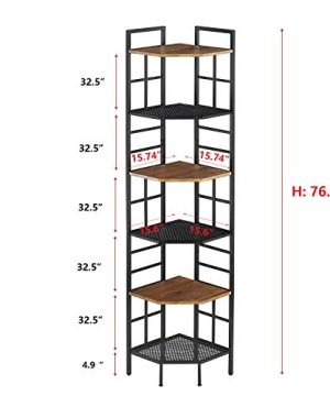 Homissue 6 Tier Industrial Corner Shelf Unit 769 Tall Corner Bookcase Storage Display Organizer Storage Stand For Home Office 0 3 300x360
