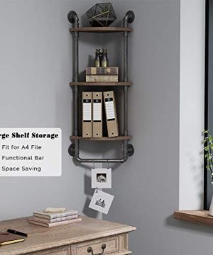 FODUE Industrial Pipe Bathroom Shelves Wall Mounted 2-Shelf,Rustic Pipe  Shelving Wood Shelf with Towel Bar,Pipe Floating Shelves Towel Holder