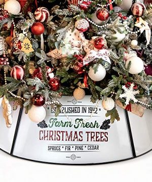 KIBAGA Farmhouse Christmas Tree Collar Authentic Easy Set Up 30 Tree Ring Beautiful White Christmas Tree Skirt Decorates Your Home For The Holidays 0 300x360