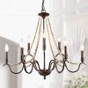 LALUZ Farmhouse Chandelier For Dining Room 9 Light Rustic Chandelier With Wood Bead Strings Bronze Metal Arms 28 L X 255 H 0 100x100