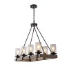 LIANSHUN 8 Lights Farmhouse Island Light For Kitchen Vintage Wood Chandelier For Dining Room Hanging Lighting With Seeded Glass Shade 480W Max E26 Bulb Not Included 0 100x100