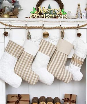 LUBOT Set Of 4 4 Boots 1 Bone Christmas Stockings20inch PlaidRusticFarmhouseCountry Fireplace Hanging Canvas Handmade Xmas Stockings Decorations For Family Holiday Season 0 300x360