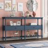 LZ LEISURE ZONE Console Table Rustic Sofa Table With 3 Tier Open Storage Shelf And 2 Drawers Buffets Sideboards For Living Room Hallway Dining Room Navy Blue 0 100x100