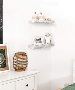 Labcosi Farmhouse Floating Shelves For Wall 17 Inch Rustic Shelves And Solid Wood Display Rack For Bathroom Bedroom Toilet Kitchen Office Living Room Rustic White 0 3 300x360