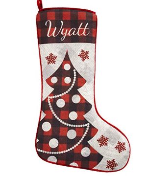 Lets Make Memories Personalized Christmas Stockings Perfectly Plaid Rustic Stocking Christmas Tree Design Customize With Your Name 20 Cotton80 Polyester 75 W X 19 L 0 300x360