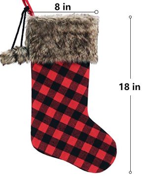 Meriwoods Chirstmas Stockings 4 Pack 18 Inch Large Buffalo Plaid Xmas Stockings With Faux Fur Cuff And Pom Poms Country Rustic Holiday Indoor Decorations For Family 0 1 300x360