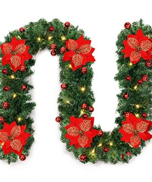 NUZEKY 9FT Prelit Christmas Garland Battery Operated Christmas Greenery Garland Mantle For Indoor Outdoor Xmas Holiday Decorations 0 300x360