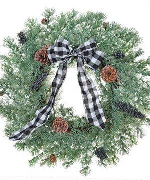 RED DECO Christmas Wreaths For Front Door 22 Inch Artificial Rustic Pine Wreath For Farmhouse Indoor Outdoor Windows Wall Decor Winter Christmas Holiday Ornaments 0 300x360