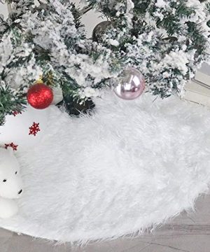 RUIXIAO 60 Inches Soft 60 Inch Christmas Tree Skirt Luxury Snowy White Plush Skirt For Merry Christmas Tree Skirt Holiday Party Christmas Decoration 0 300x360