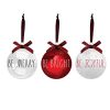 Rae Dunn Christmas Ornaments Set Of 3 Red And Clear Glass Balls Be Merry Be Bright Be Joyful 100mm 394 Inch Large Hanging Holiday Decorations For Xmas Tree 0 100x100