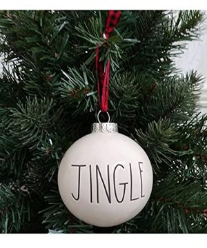 Rae Dunn Jingle Round Ceramic Christmas Ornament LL 0 300x360