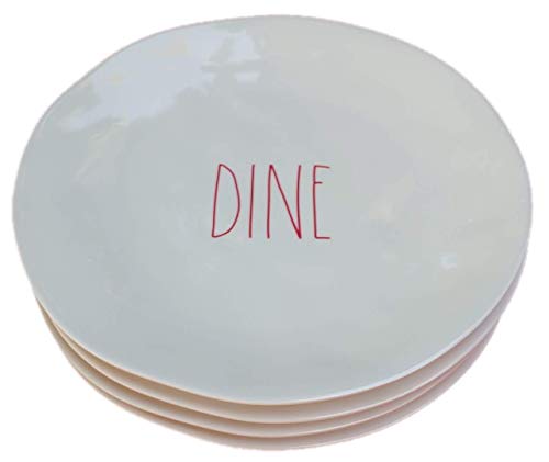 Rae Dunn Melamine 10 Dinner Plates Set Of 4 DINE In RED Lettering 0 0