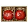 Rae Dunn Red Naughty Or Nice Christmas Ornament Set Artisan Collection By Magenta 2 Pack 1 Red Naughty Ornament And 1 Red Nice Ornament Which One Are You 0 100x100