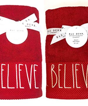 Rae Dunn Set Of 2 Embroidered Believe Red Hand Towels For Christmas Bathroom Decor Christmas Hand Towels Christmas Decorations 0 300x360