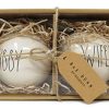 Rae Dunn By Magenta Set Of 2 Hubby Wifey Ceramic LL Round Bulb Christmas Tree Ornaments 0 100x100