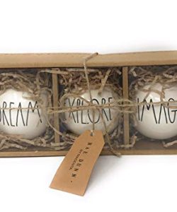 Rae Dunn By Magenta Set Of 3 Dream Explore Imagine Ceramic LL Black Letter Round Bulb Christmas Tree Ornaments 0 250x300