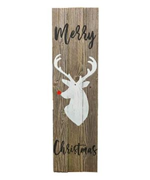 Reindeer Merry Christmas Sign Rustic Reclaimed Wood Handpainted Weathered Grey 0 300x360