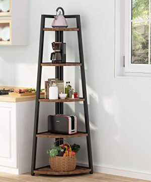 Rustic 5 Tier 70 Inch Tall Corner Shelf Bookshelf Industrial Small Bookcase Corner Shelf Stand Furniture Plant Stand For Living Room Small Space Kitchen Home Office Rustic Brown 0 0 300x360