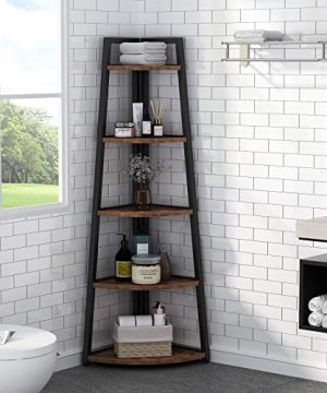 Rustic 5 Tier 70 Inch Tall Corner Shelf Bookshelf Industrial Small Bookcase Corner Shelf Stand Furniture Plant Stand For Living Room Small Space Kitchen Home Office Rustic Brown 0 1 300x360