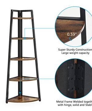 Rustic 5 Tier 70 Inch Tall Corner Shelf Bookshelf Industrial Small Bookcase Corner Shelf Stand Furniture Plant Stand For Living Room Small Space Kitchen Home Office Rustic Brown 0 4 300x360