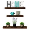 Rustic Farmhouse 3 Tier Floating Wood Shelf Floating Wall Shelves Set Of 3 Hardware And Fasteners Included Dark Walnut 3 Tier 0 100x100