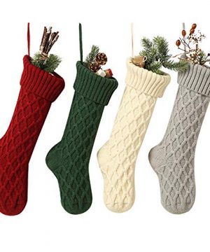 SherryDC Cable Knit Christmas Stockings 4 Pack 18 Inches Large Personalized Fireplace Hanging Stockings For Christmas Decorations 0 300x360