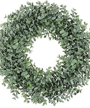 Simply Flora Artificial Eucalyptus Wreath Decorative Coated Eucalyptus 15 Inches 0 300x360