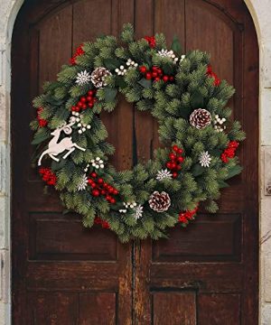 Soomeir 24 Inches Christmas Wreath For Front Door Artificial Winter Wreath With Lights Mixed Christmas Decoration For Windows Fireplaces Walls 0 0 300x360