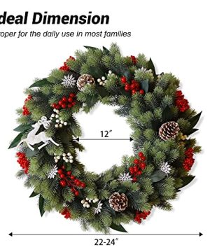 Soomeir 24 Inches Christmas Wreath For Front Door Artificial Winter Wreath With Lights Mixed Christmas Decoration For Windows Fireplaces Walls 0 1 300x360