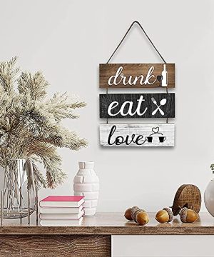 UCOMELY Wooden Home Signs For Wall Decor Vintage Hanging Eat Drink Love Wood Sign For Rustic Farmhouse Home Kitchen Bar Restaurant Coffee Shop Decoration 0 2 300x360