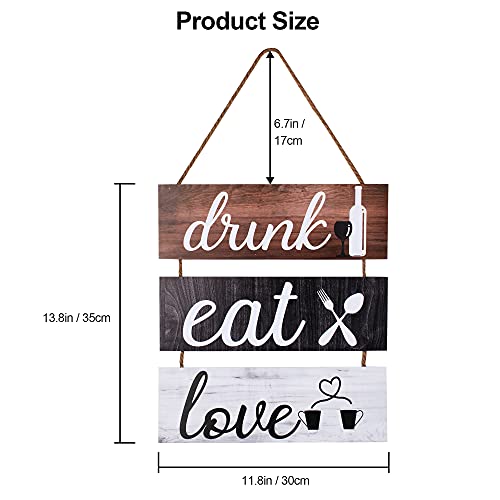 UCOMELY Wooden Home Signs For Wall Decor Vintage Hanging Eat Drink Love Wood Sign For Rustic Farmhouse Home Kitchen Bar Restaurant Coffee Shop Decoration 0 5