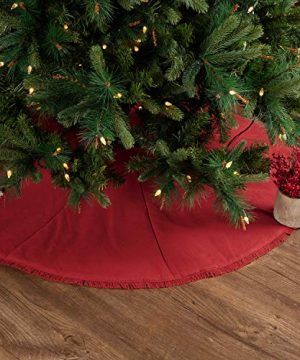 VHC Brands Festive Burlap Solid Color Cotton Farmhouse Christmas Decor Round 48 Diameter Tree Skirt Red Barn 0 300x360