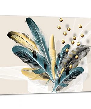 Abstract Wall Art Feather Pictures Bathroom Wall Decor For Bedroom Office Kitchen Blue Farmhouse Rustic Canvas Wall Art Painting Artwork Modern Home Wall Decorations Framed 12 X 16 0 300x360