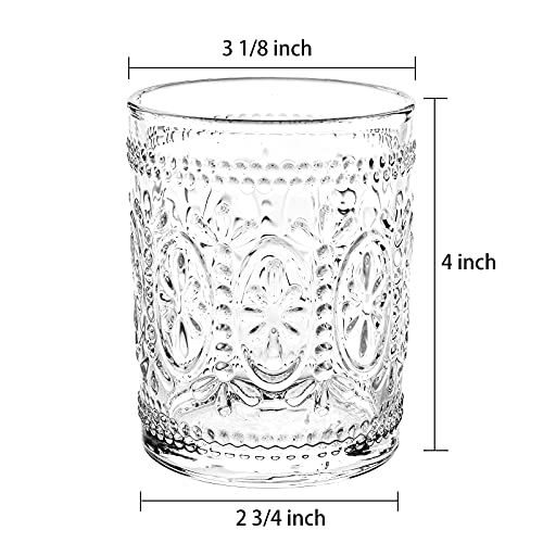 Bekith 6 Pack Drinking Glasses 95 Oz Romantic Water Glasses Tumblers Heavy Duty Vintage Glassware Set For Whisky Juice Beverages Beer Cocktail 0 0