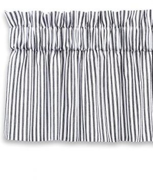 Cackleberry Home Black And White Ticking Stripe Valance Curtain Woven Cotton Lined 54 W X 17 L 0 300x360