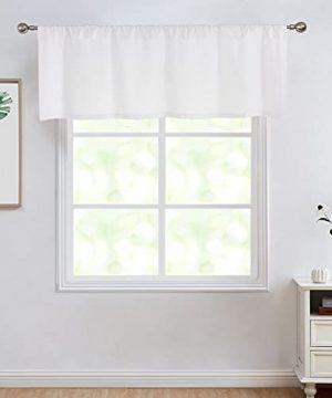 Central Park White Kitchen Valance Curtain With Rod Pocket Solid Linen Texture Drape 56 By 15 Inches Rustic Window Treatment Farmhouse Decorative For Cafe Living Room Bedroom White 1 Panel 0 300x360