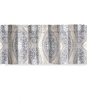 DriftAway Adrianne Damask And Floral Pattern Window Curtain Valance Single 52 Inch By 14 Inch Plus 175 Inch Header Beige And Gray 0 300x360