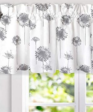 DriftAway Dandelion Floral Botanical Lined Thermal Insulated Window Curtain Valance Rod Pocket 52 Inch By 18 Inch Plus 2 Inch Header Gray 1 Pack 0 300x360